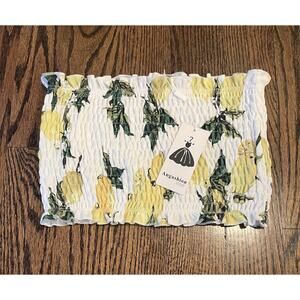 Angashion strapless tube top lemon print size M NWT
